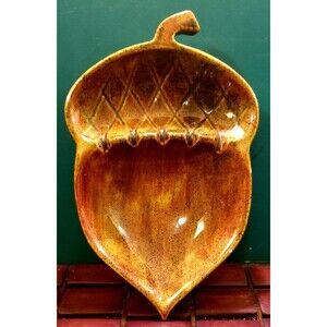 Vintage Acorn Shaped Ceramic Ashtray Fall Colors Earth Tones Retro Mid Century